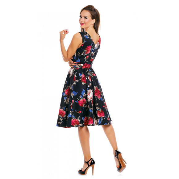 Sexy Retro Floral🌟Vintage V Neck Swing Belt Dress - Picture 5 of 9